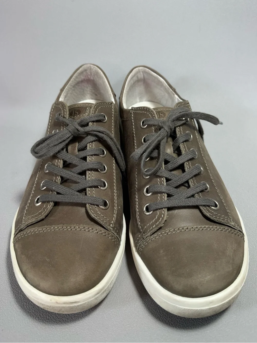 Josef Seibel Sina 11 Taupe Leather Cap Toe Lace-Up Sneakers
